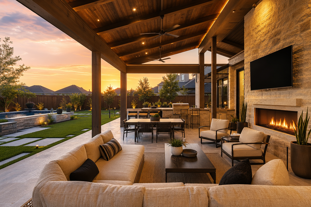Extended outdoor living space in Manvel, Texas