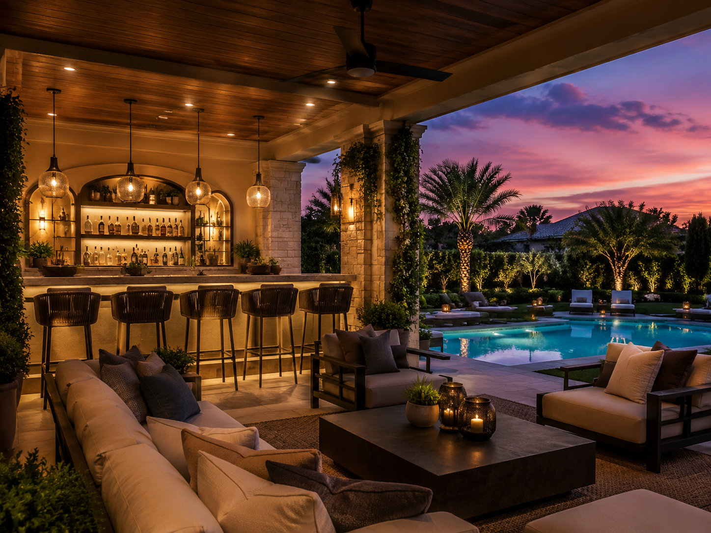 Outdoor living room and bar in Telfair, Sugar Land